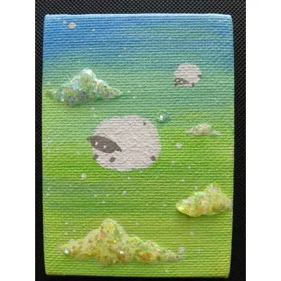 Sleepless Sheep aceo art card thumbnail 1