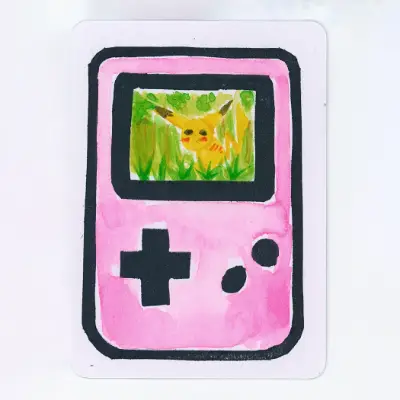 Gameboy Memories - Pika aceo art card thumbnail 2