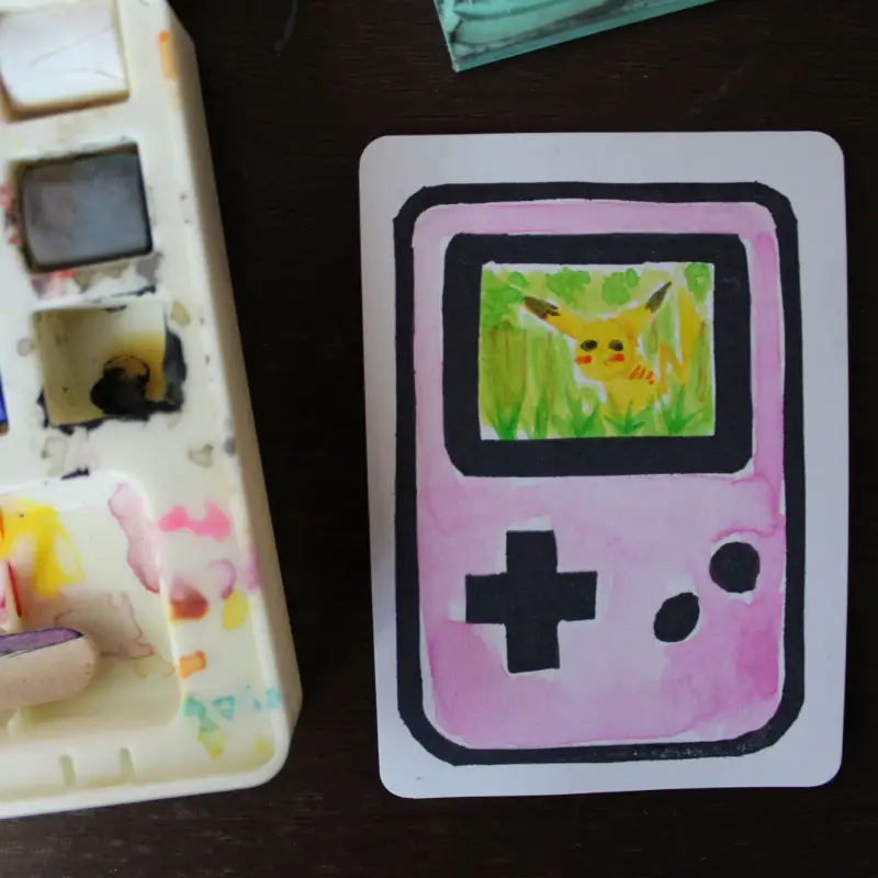 Gameboy Memories - Pika aceo art card