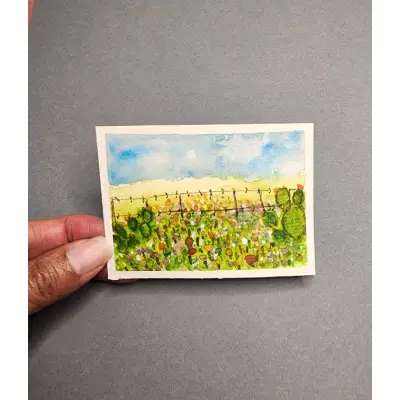 Wild flower field 1 aceo art card thumbnail 2
