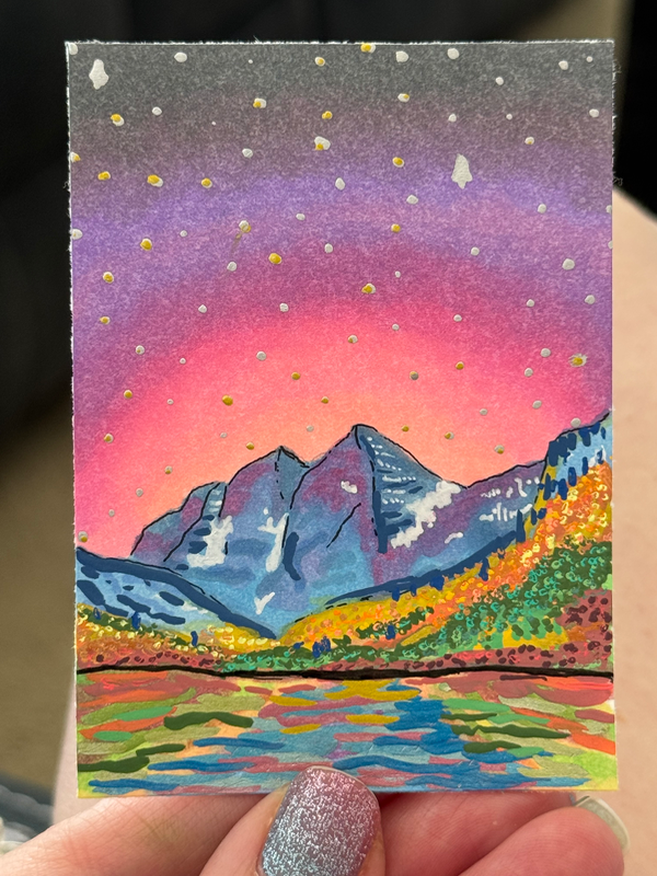 Magic at Maroon bells aceo art card