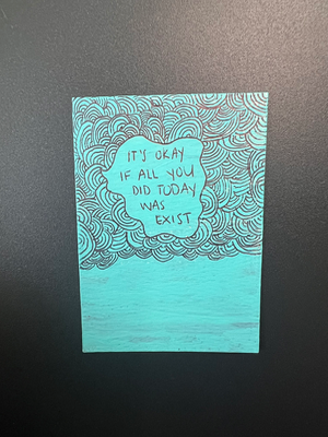 ACEO Original, It’s Okay To Exist, Acrylic & Ink. 2.5 x 3.5” Mini Art Card aceo art card thumbnail 1