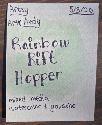 ACEO original rainbow fairy frog psychedelic aceo art card thumbnail 2
