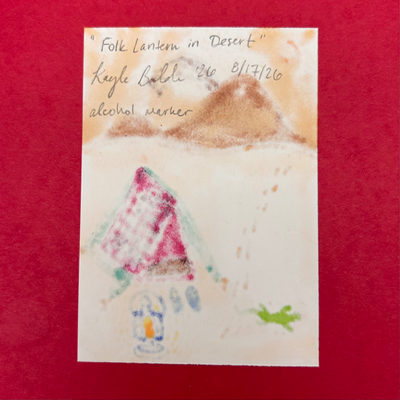 Folk Lantern in Desert aceo art card thumbnail 2