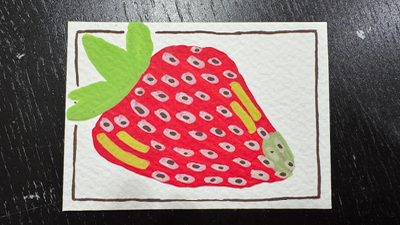 Strawberry aceo art card thumbnail 3