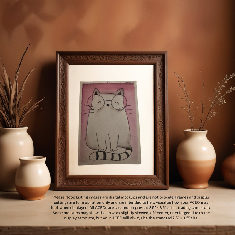 Clever Kitty aceo art card