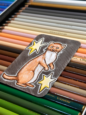 Weasel aceo art card thumbnail 2