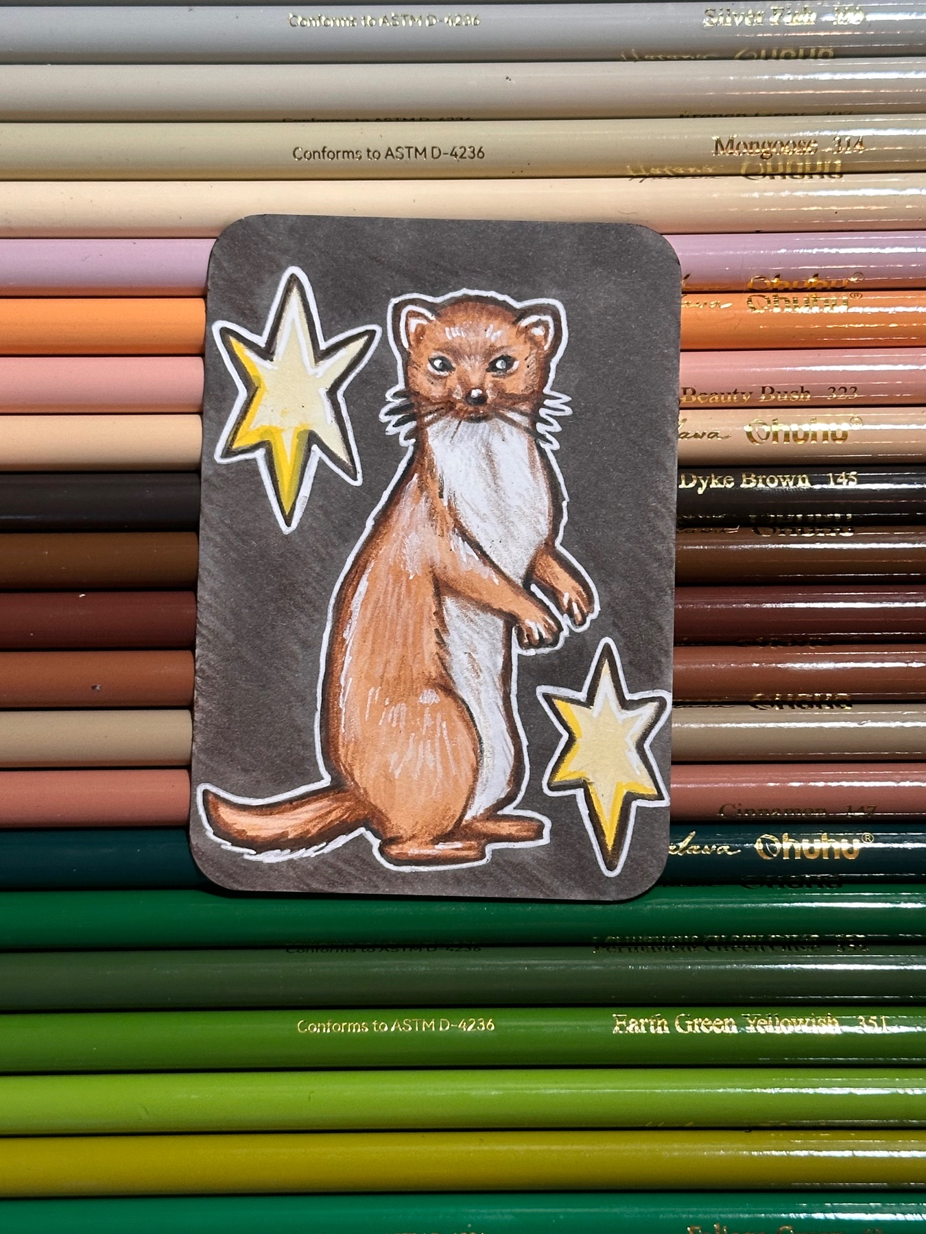 Weasel aceo art card