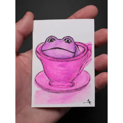 Steeped and Unamused aceo art card thumbnail 2