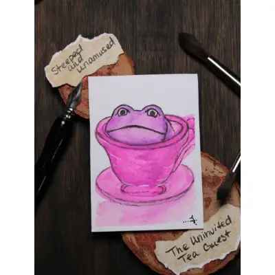 Steeped and Unamused aceo art card thumbnail 1