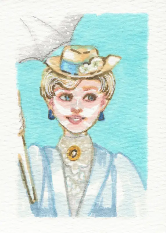 ACEO Original- "Marian" 2.5" x 3.5" Alcohol marker aceo art card