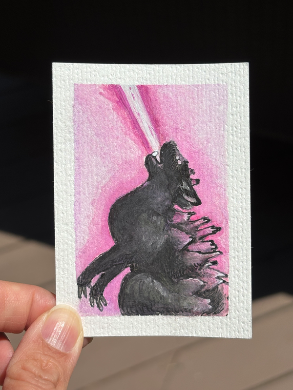 ACEO original, Catzilla aceo art card