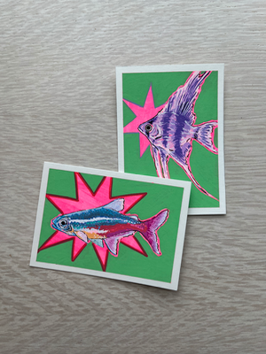 Neon Tetra aceo art card thumbnail 2