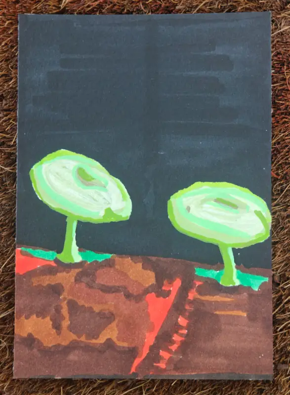 Mushrooms #6 - Bioluminescent aceo art card