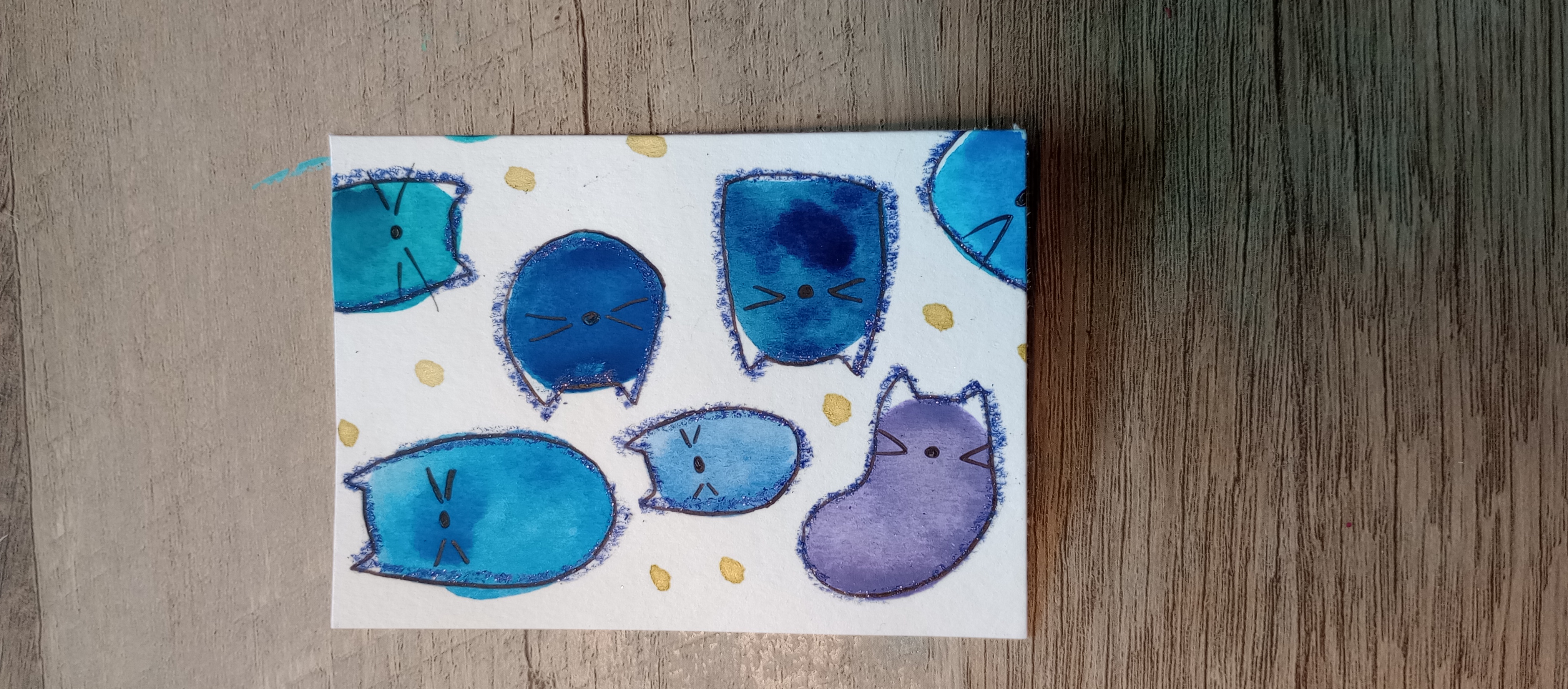Cat slumber party 1/3 aceo art card