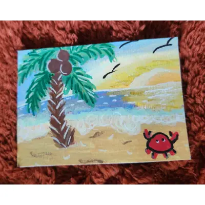 Crabby Sunset aceo art card thumbnail 1