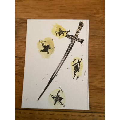 Sword line cut 2/3 aceo art card thumbnail 1