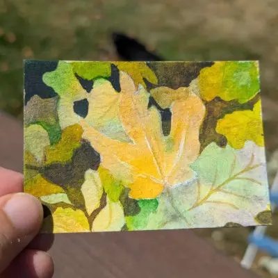 Fall Leaves aceo art card thumbnail 4