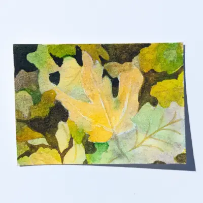 Fall Leaves aceo art card thumbnail 2