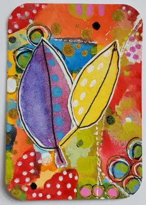 Happy Leaves aceo art card thumbnail 1