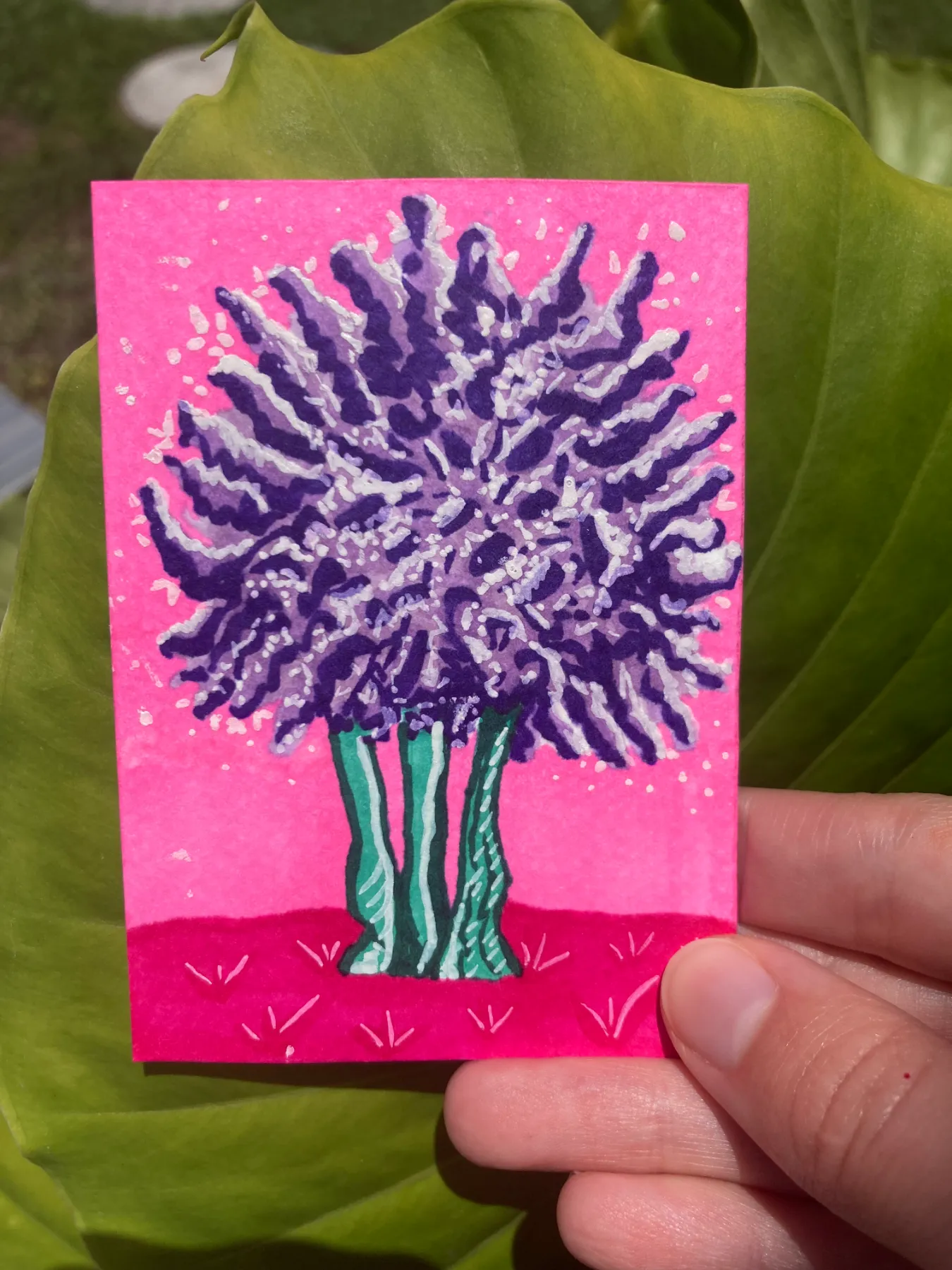 Lavender Leaves aceo art card
