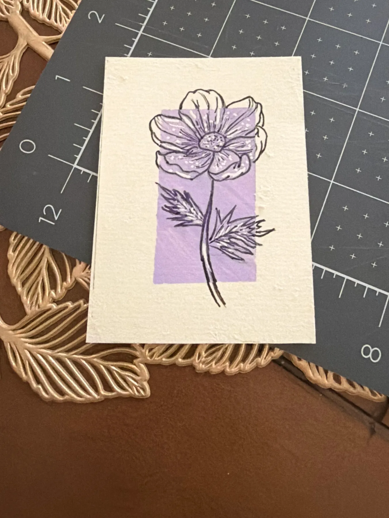 Color block flower collection, 1 of 3. aceo art card