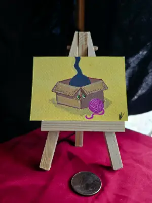 "Box Cat" Cozy Cats Series #1 of 5 aceo art card thumbnail 2
