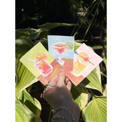 ACEO Original Whiskey Sour Painting | Hand Painted Cocktail Miniature Art aceo art card thumbnail 2