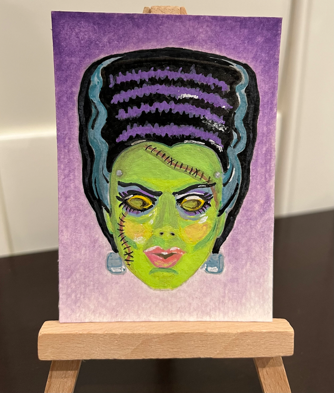 Frankenstein’s Bride Mask aceo art card