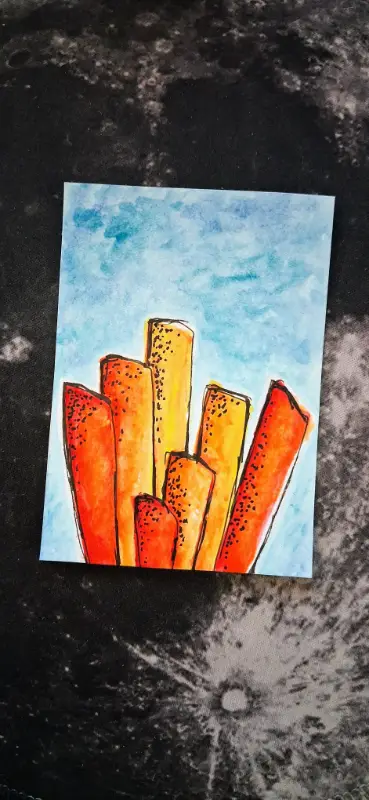 Orange Coral Reef aceo art card