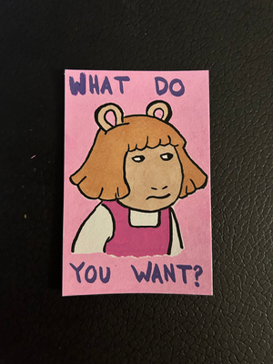 Original ACEO Card Art | PBS Arthur Art | Mixed Media aceo art card thumbnail 1