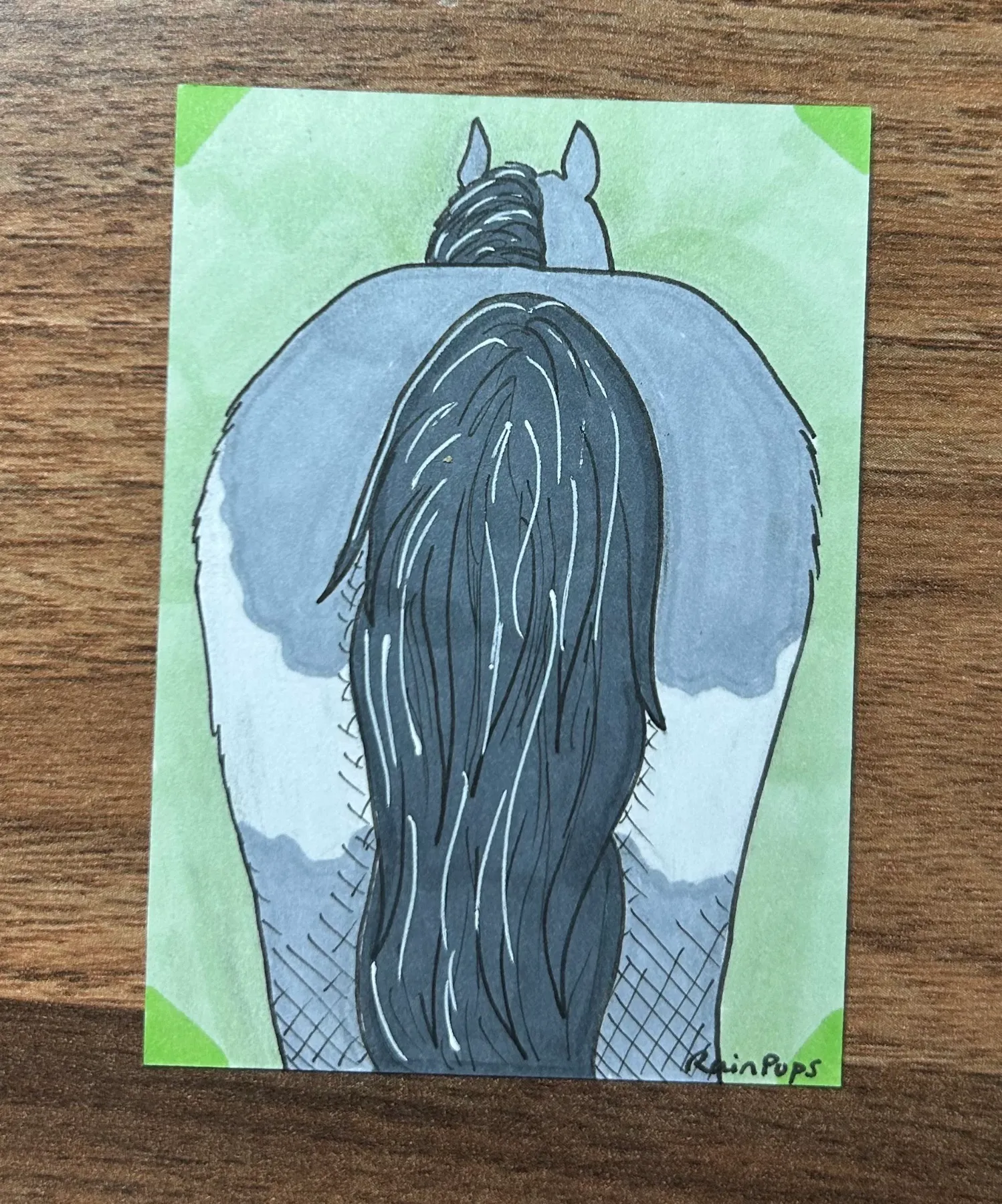 "Cricket's Booty" Horse Tail aceo art card