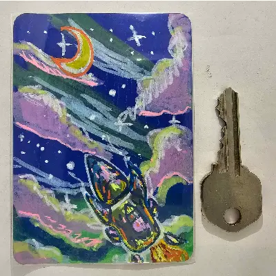 Fly Me To The Moon aceo art card thumbnail 2