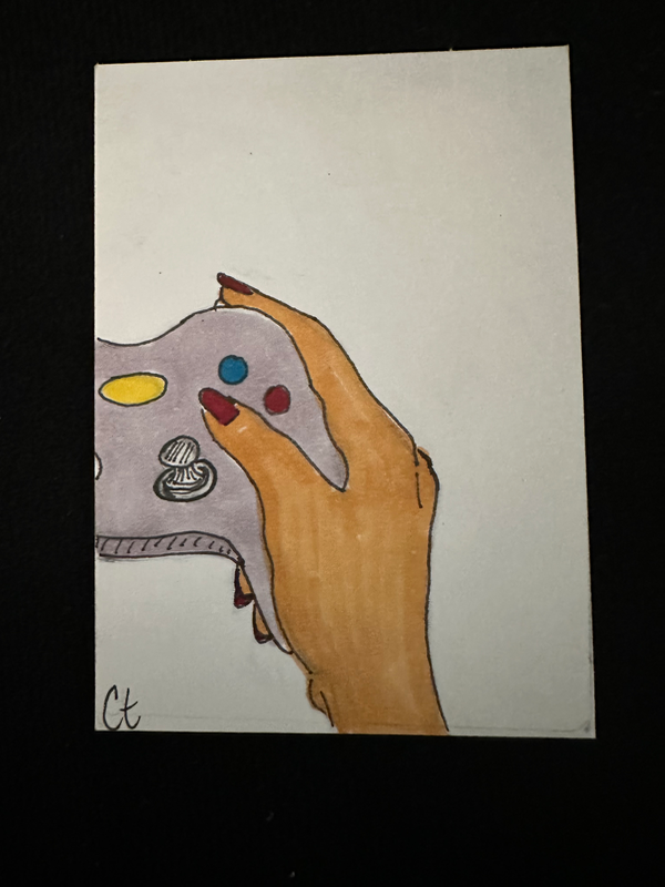 Idle gamer aceo art card