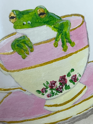 Hop into Tea Time aceo art card thumbnail 2
