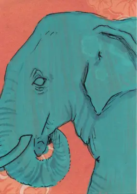 Monochrome Elephant aceo art card thumbnail 2