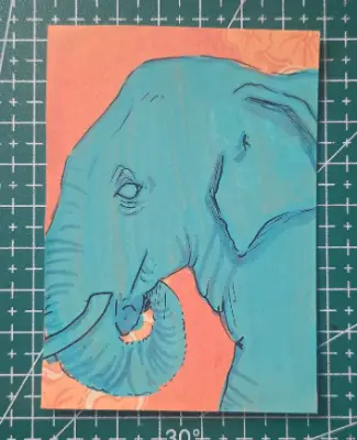 Monochrome Elephant aceo art card thumbnail 1