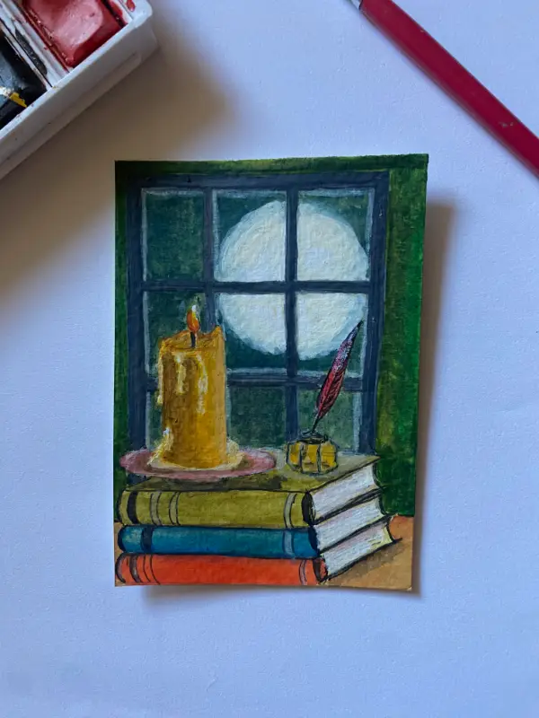 Book and Candle aceo art card