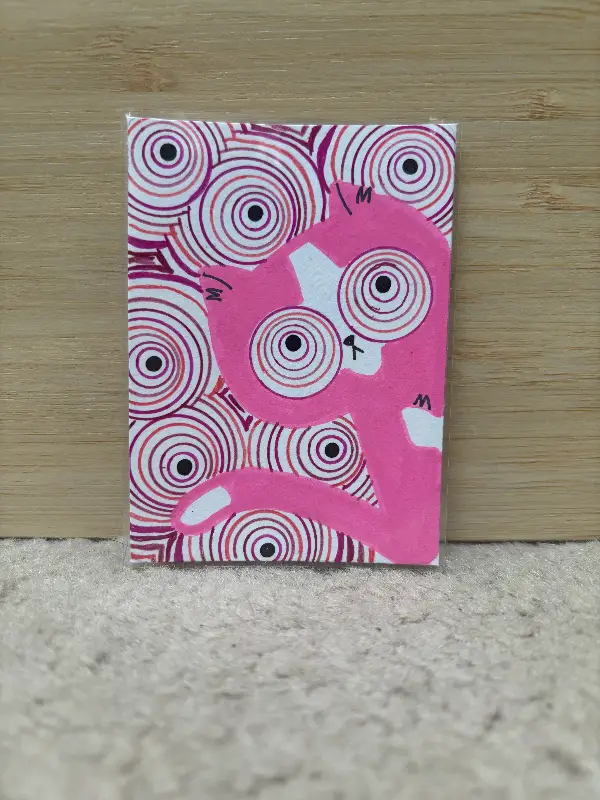 I think I'm Purr-anoid aceo art card