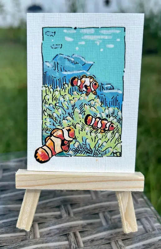 Tranquil Clowns aceo art card