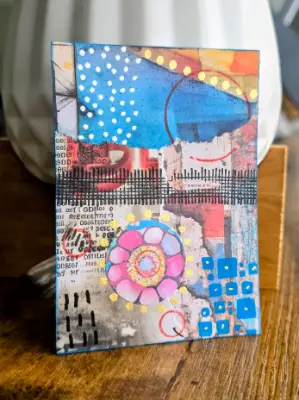 Pink Bloom in Blue Sky aceo art card thumbnail 1