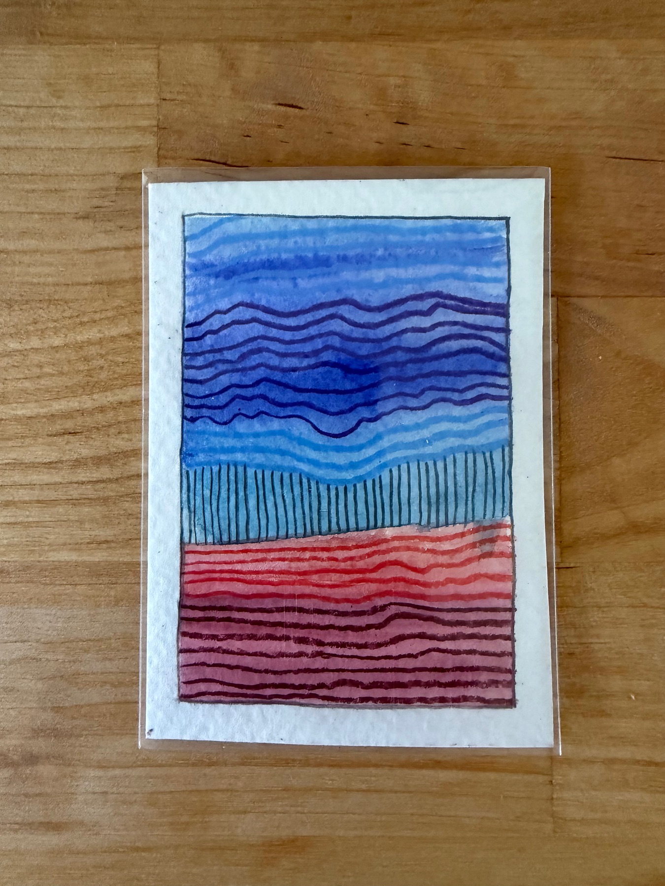 Red Dessert Blue Sky 4/5 aceo art card
