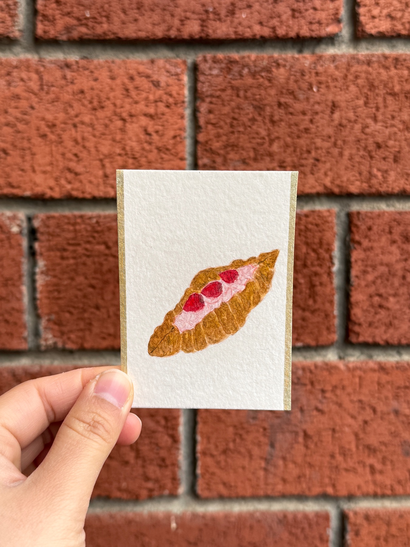 Strawberry Cream Croissant aceo art card