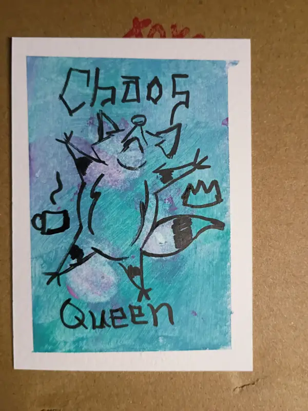 Crashed out Queen aceo art card