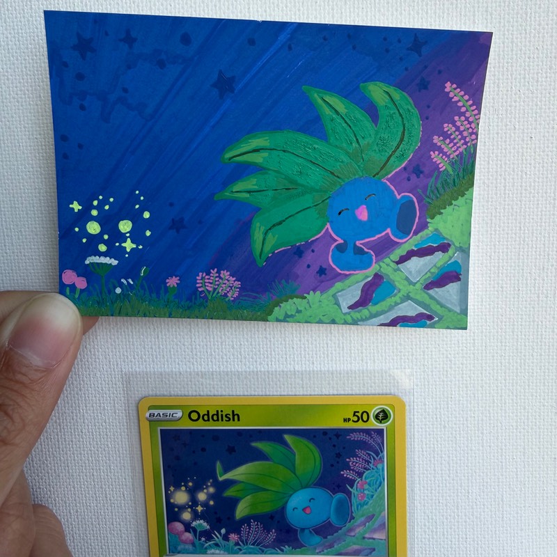 Monsters Grass Original Painting aceo art card