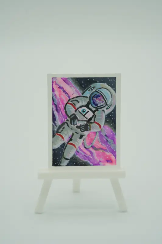 Interstellar astronaut and the milkyway aceo art card