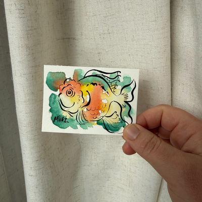 Goldfish aceo art card thumbnail 2