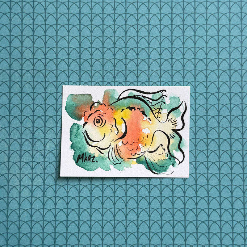 Goldfish aceo art card