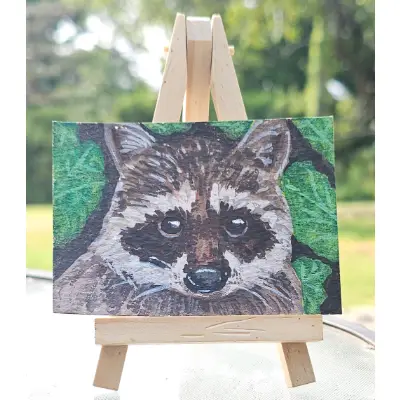 Raccoon In Bushes aceo art card thumbnail 1