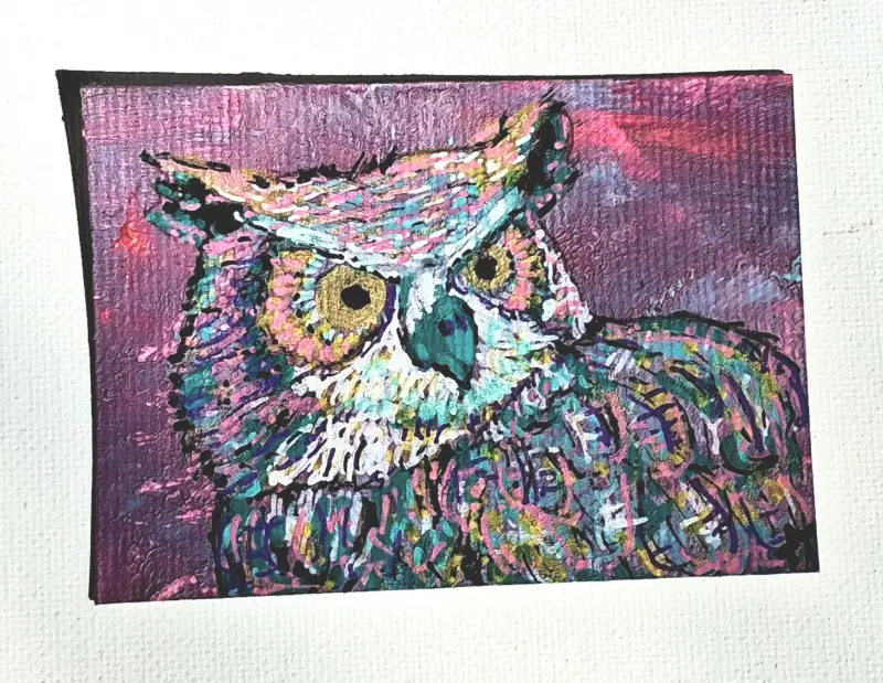 Whooo are you? Colortastic Owl aceo art card